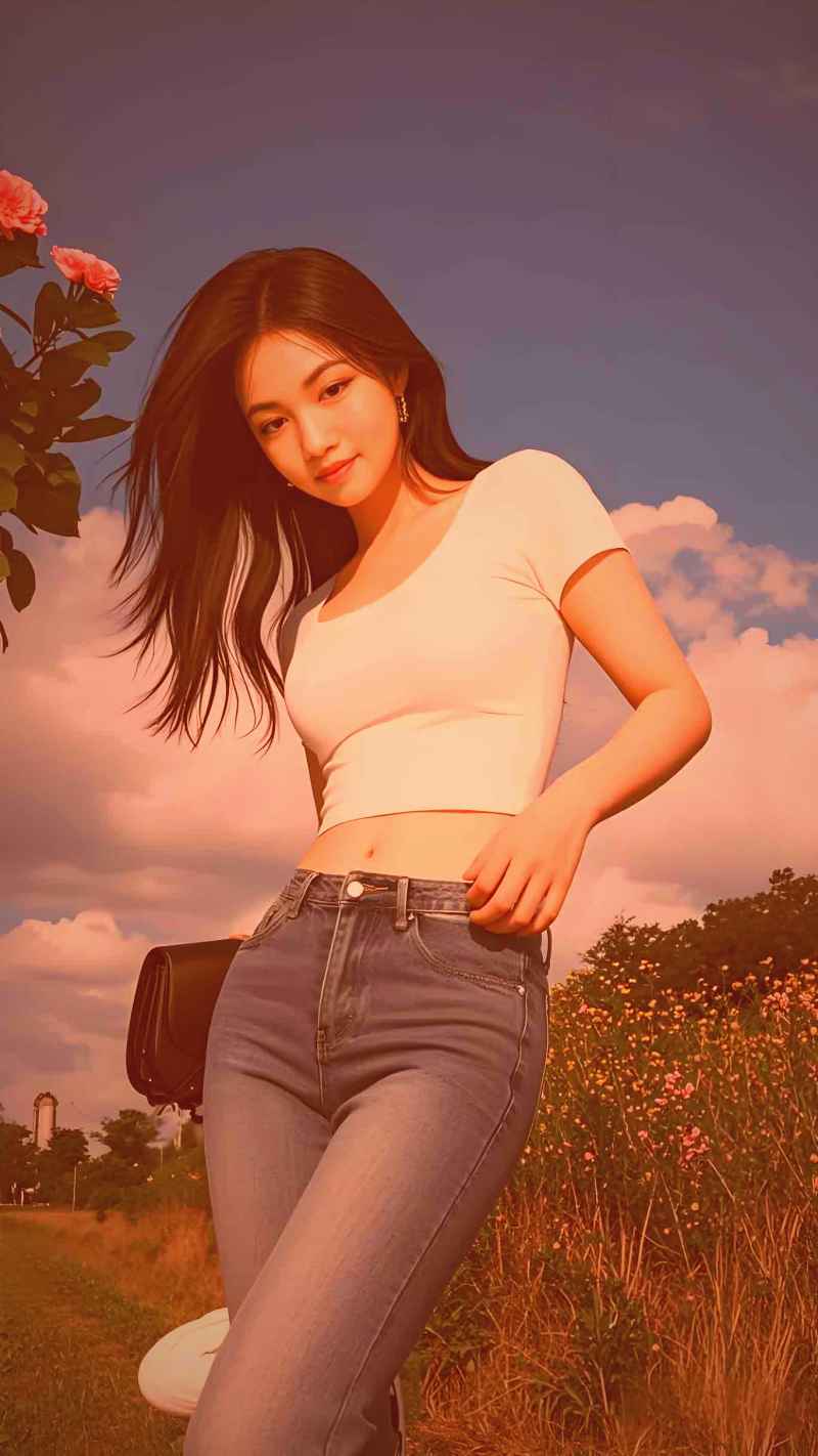 校园恋爱漫画中男女主角在樱花树下对视的甜蜜场景